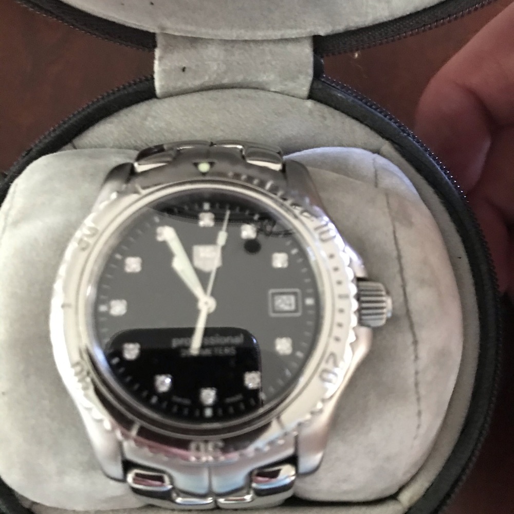 Tag Heuer Link with diamonds.  Swiss quartz 200m, sapphire crystal